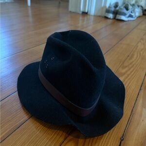 Black Fedora Hat with Brown Band